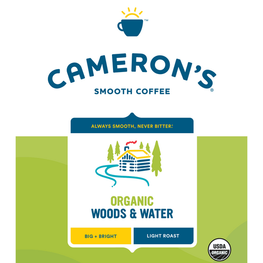 Cameron's Coffee Organic Woods & Water Light Roast Whole Bean Arabica Coffee, Big & Bright, 4 lb Bag