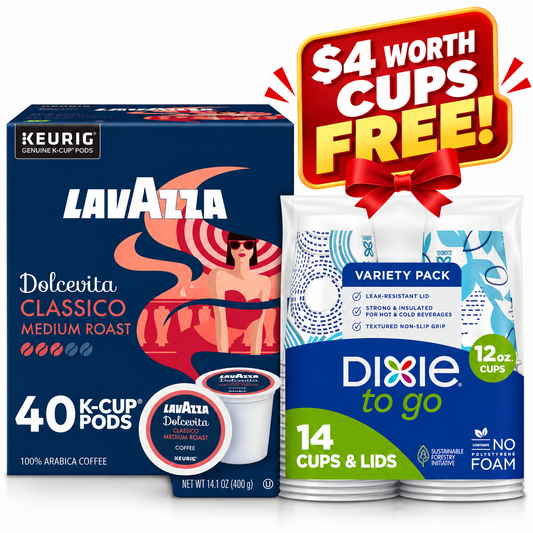 Lavazza Dolcevita Classico Single Serve Coffee Pods, Medium Roast, Keurig Compatible, 40 Count Box