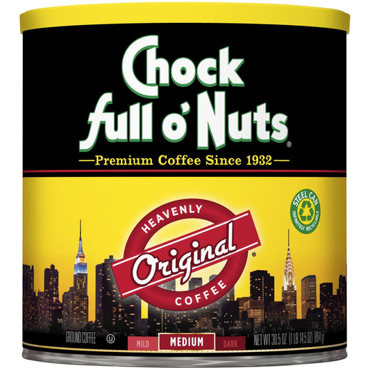 Chock Full o'Nuts Heavenly Coffee Original Medium Roast Ground Coffee Can 30.5 oz