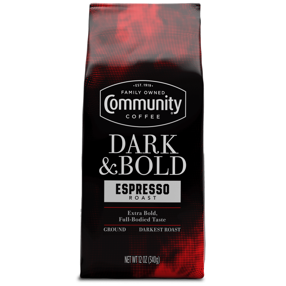Community Coffee Dark & Bold Expresso Extra Dark Roast Ground 12 oz Gable Top
