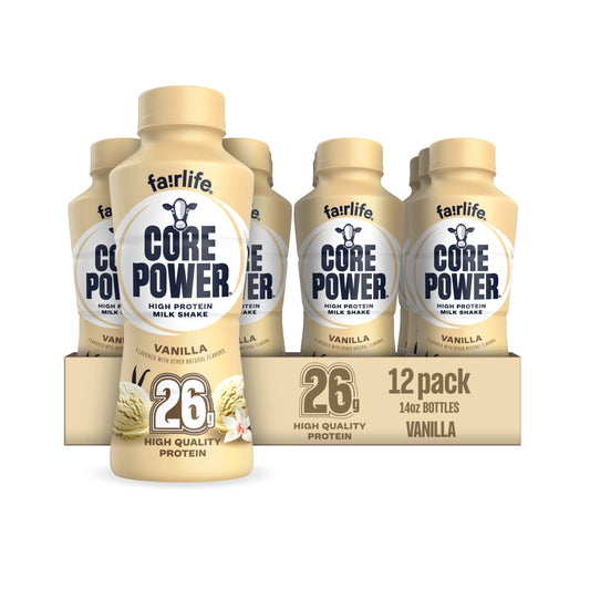 Core Power Protein Shake, Vanilla, 26g Bottle, 14oz, 12 Pack