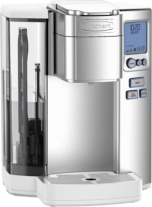 Cuisinart Coffee Maker, Single Serve 72-Ounce Reservoir Coffee Machine, Programmable Brewing & Hot Water Dispenser, Stainless Steel SS-10WP1, White
