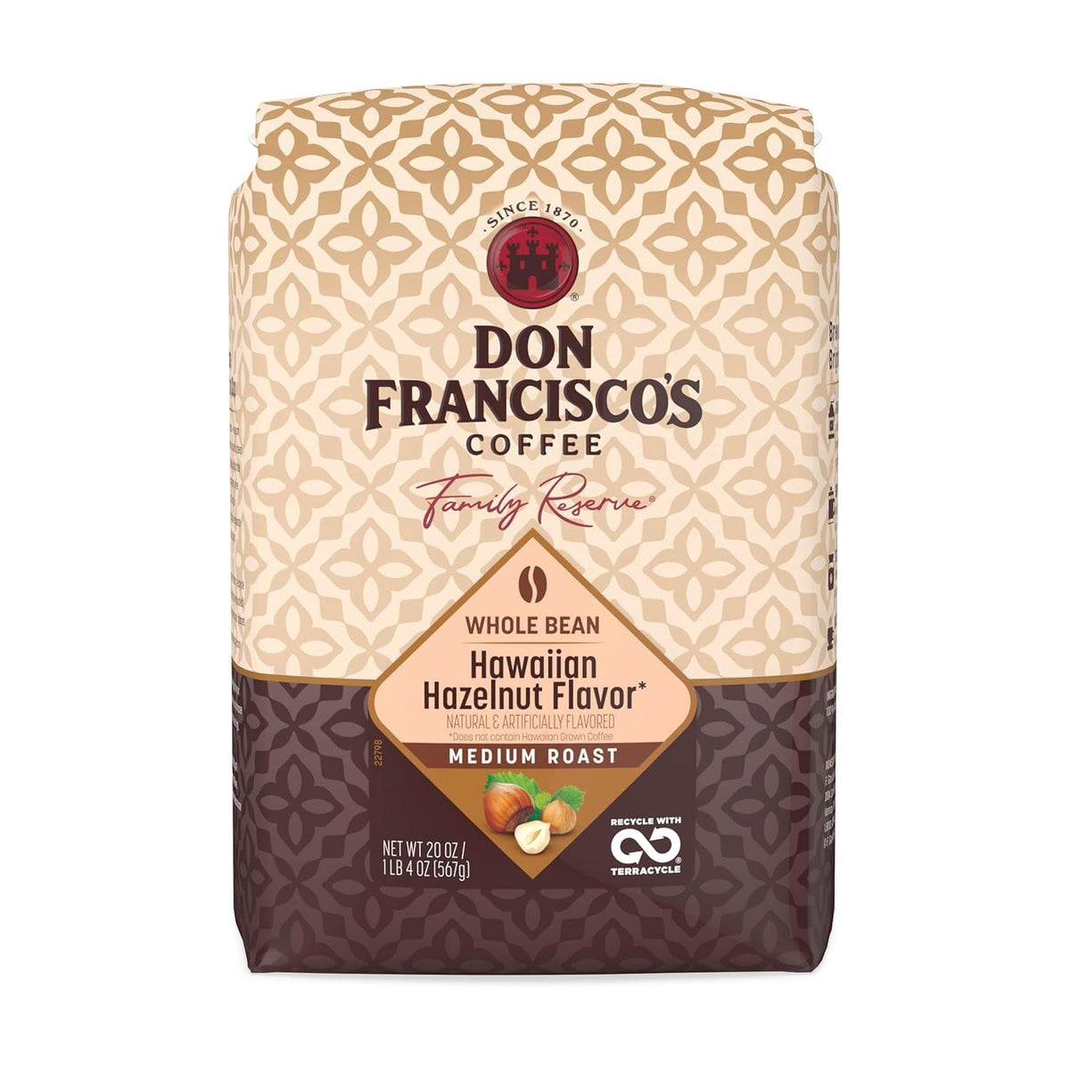 Don Francisco's Vanilla Nut Whole Bean Coffee, Medium Roast, 20 OZ Bag