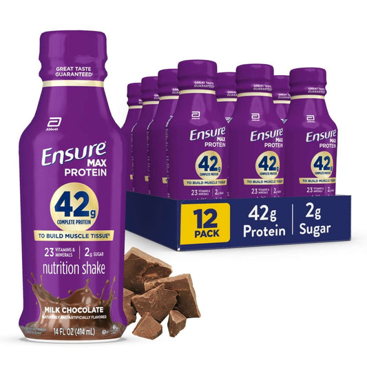 Ensure Max Protein Shake, 42g High Protein, Milk Chocolate, 14 fl oz, 12 Pack