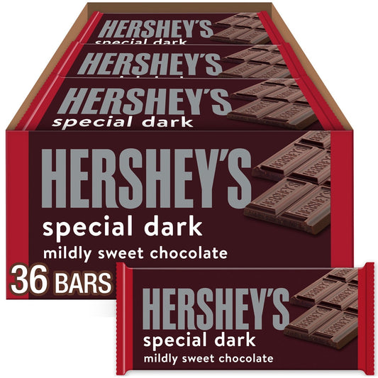 Hershey's Special Dark Mildly Sweet Chocolate Candy, Bars 1.45 oz, 36 Count