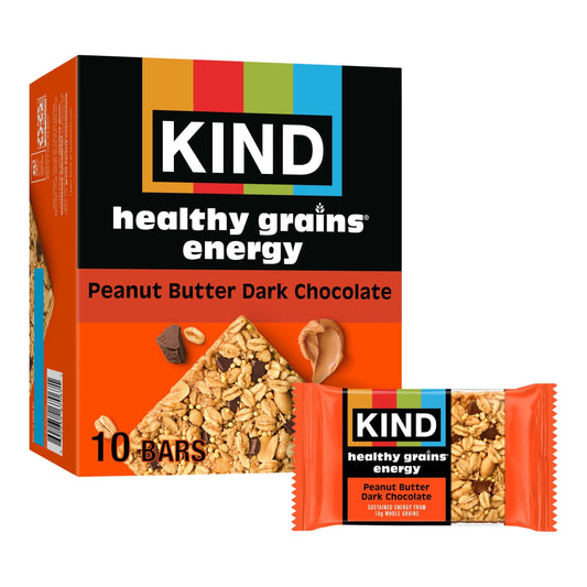 KIND Healthy Snack Grains Energy Peanut Butter Dark Chocolate Bars 10 Count