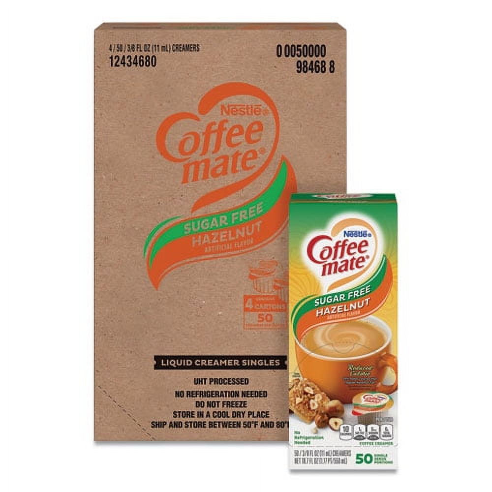 0.38 oz Mini Cups Liquid Coffee Creamer - Zero Sugar Hazelnut (200/Carton)