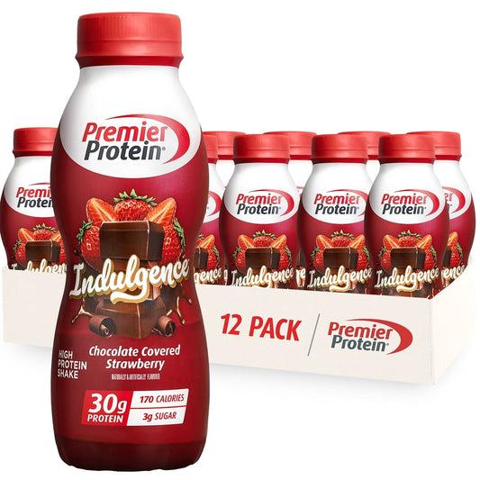Premier Protein Indulgence Shake, Chocolate Covered Strawberry, 30g Protein, 11.5 Fl Oz, 12 Ct