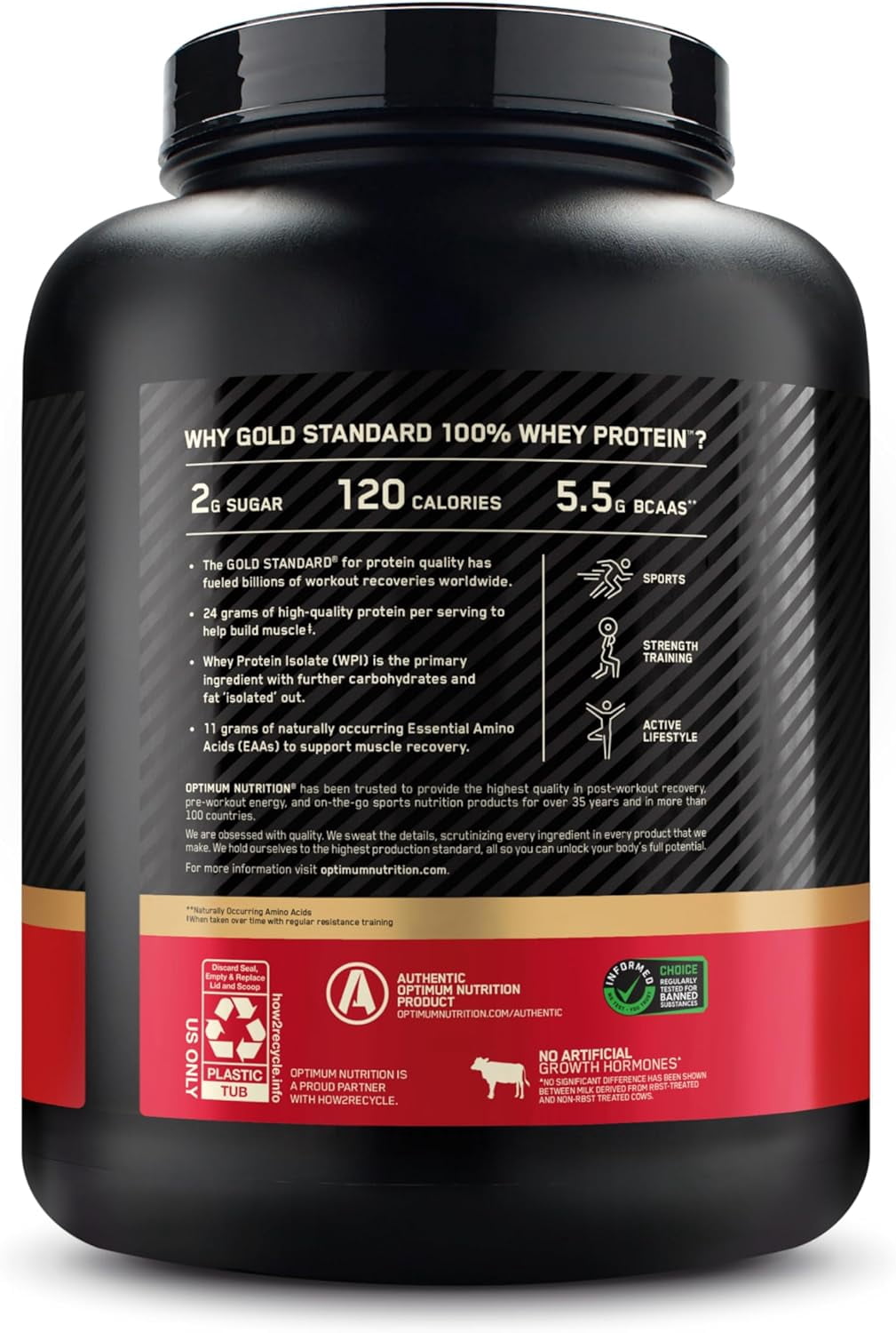 Optimum Nutrition 100% Whey Gold, Strawberry, 5lb