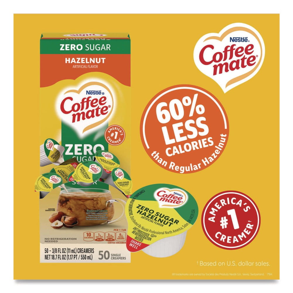 0.38 oz Mini Cups Liquid Coffee Creamer - Zero Sugar Hazelnut (200/Carton)
