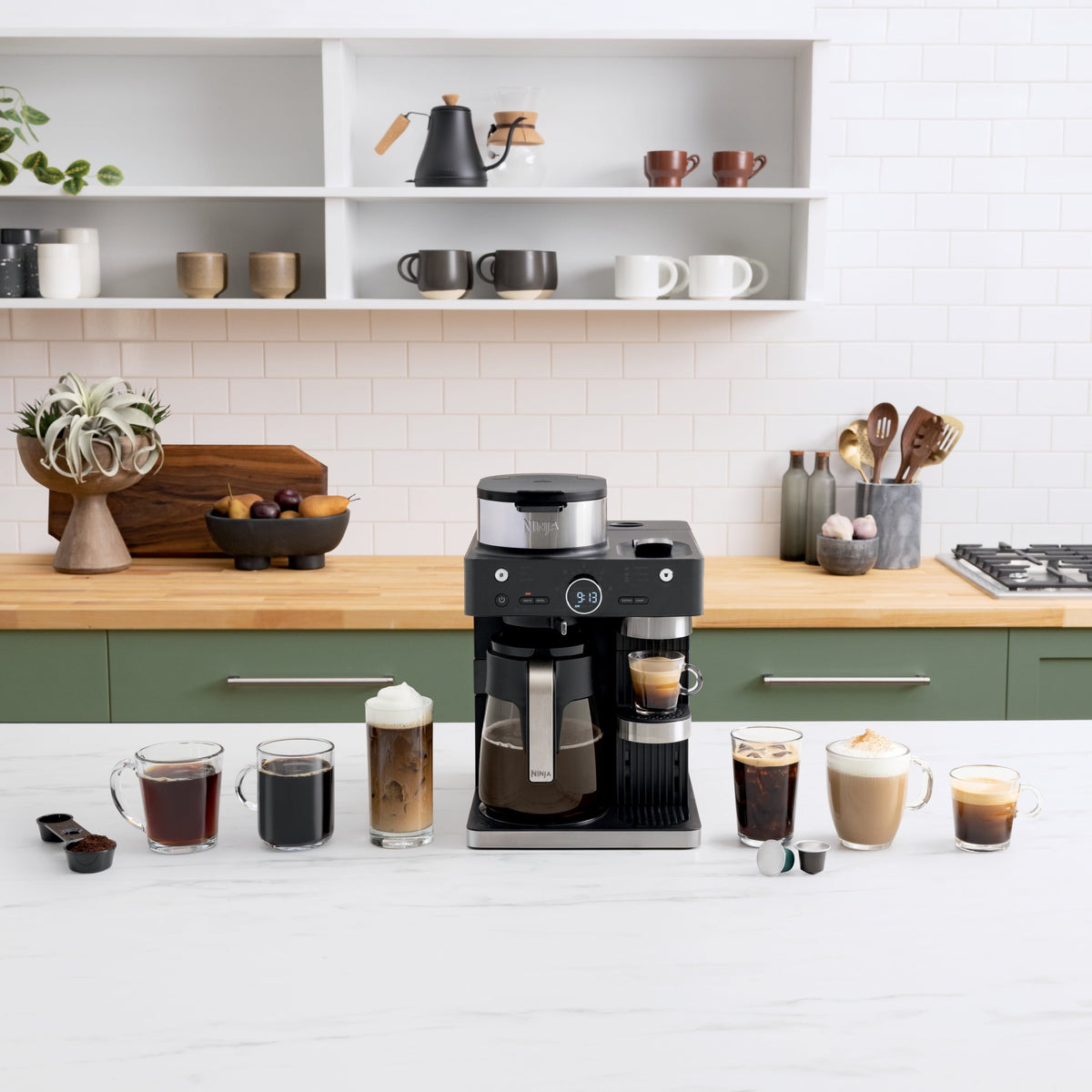 Ninja Espresso & Coffee Barista System 12-Cup, Built-In Milk Frother, Nespresso Capsule Compatible, CFN601, Black