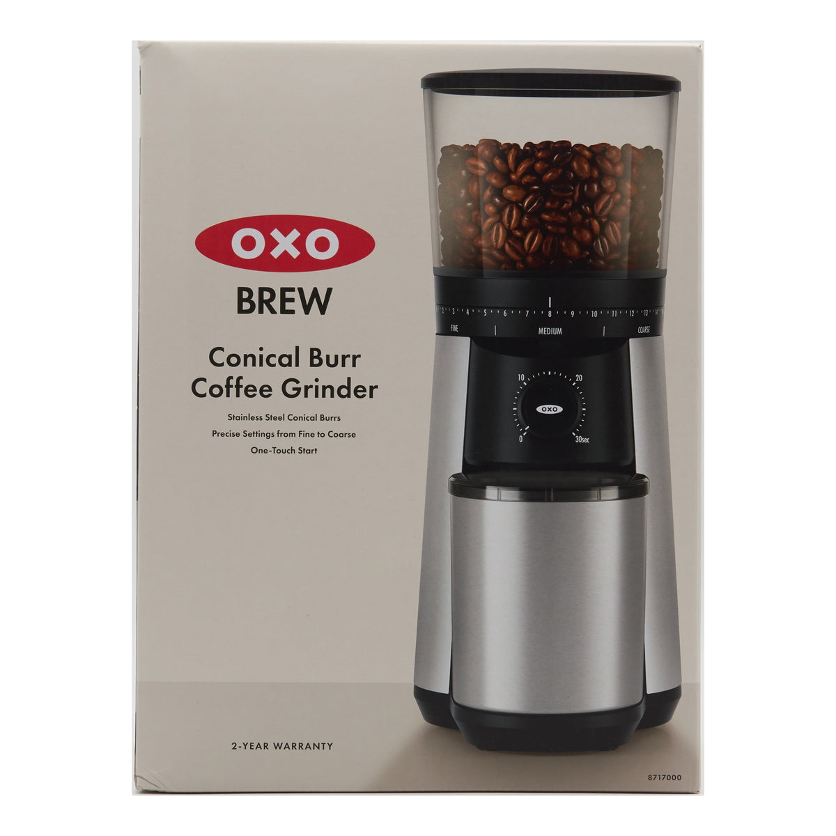 OXO Brew Stainless Steel Conical Burr Coffee Grinder