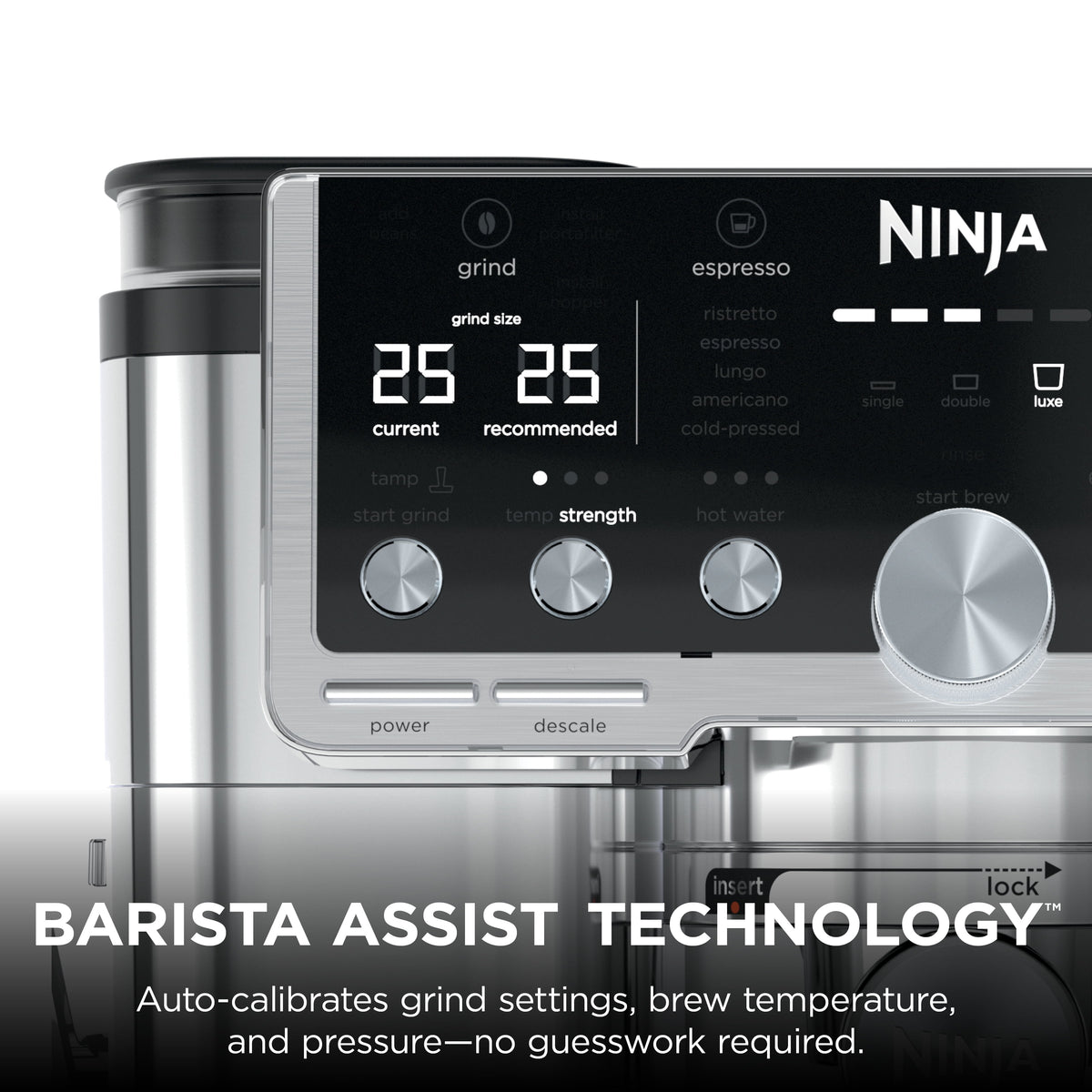 Ninja Luxe Café Pro Espresso Machine & Drip Coffee Maker, Cold Brew, Hot Water, Integrated Tamper, Built-in Grinder, Hands-Free Frother for Cappuccinos, Lattes, Americanos, Dairy or Non-Dairy, ES701