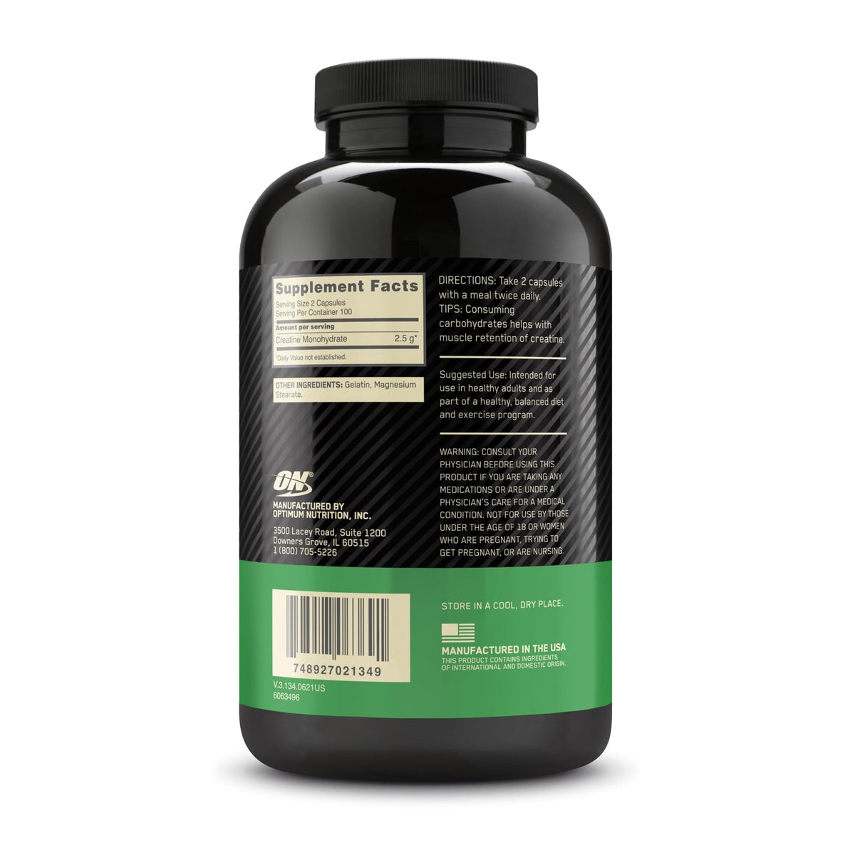 Optimum Nutrition Micronized Creatine Monohydrate Capsules, 200 Capsules