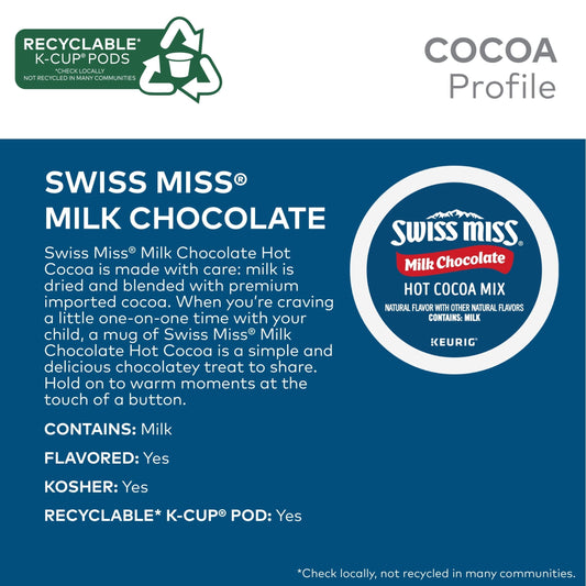 Swiss Miss Milk Chocolate Hot Cocoa, K-Cup Pods, 22 Count
