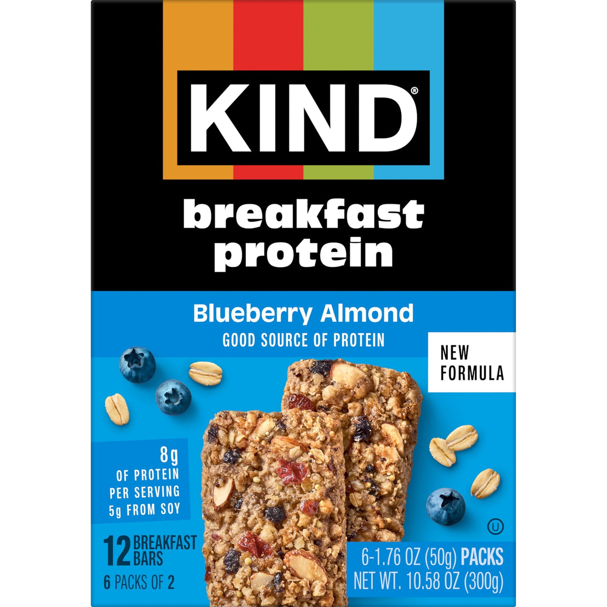 (5 pack) KIND Breakfast Protein Bars, Blueberry Almond, Gluten Free, 8g Protein, 1.76 oz, 6 Packs