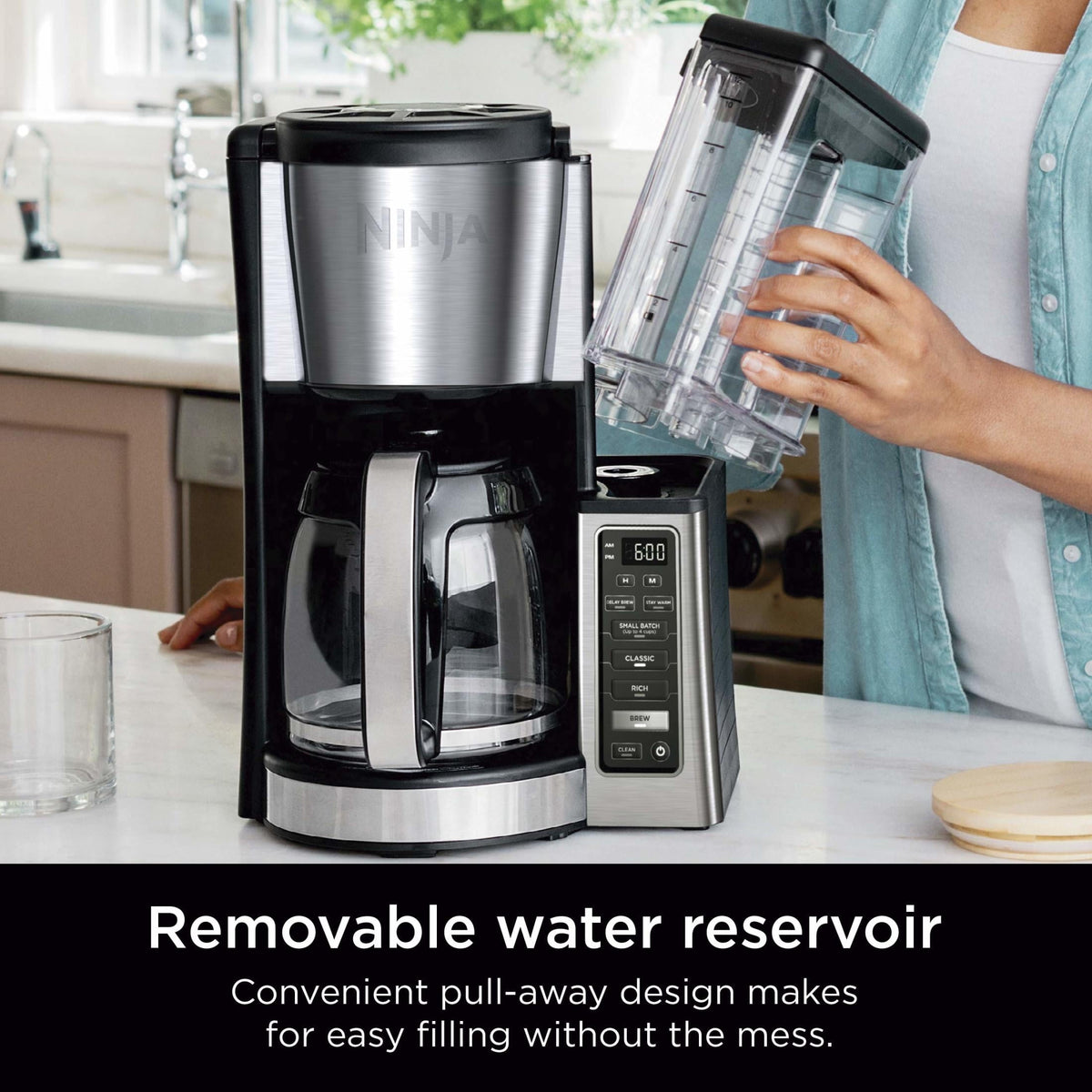 Ninja 12-Cup Programmable Drip Coffee Maker, 2 Brew Styles, Adjustable Warming Plate, CE250, Black/Stainless Steel