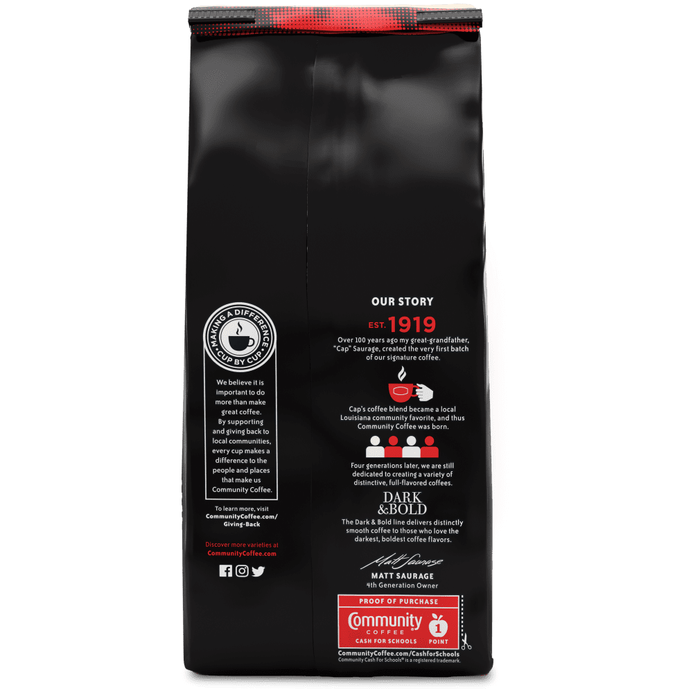 Community Coffee Dark & Bold Expresso Extra Dark Roast Ground 12 oz Gable Top