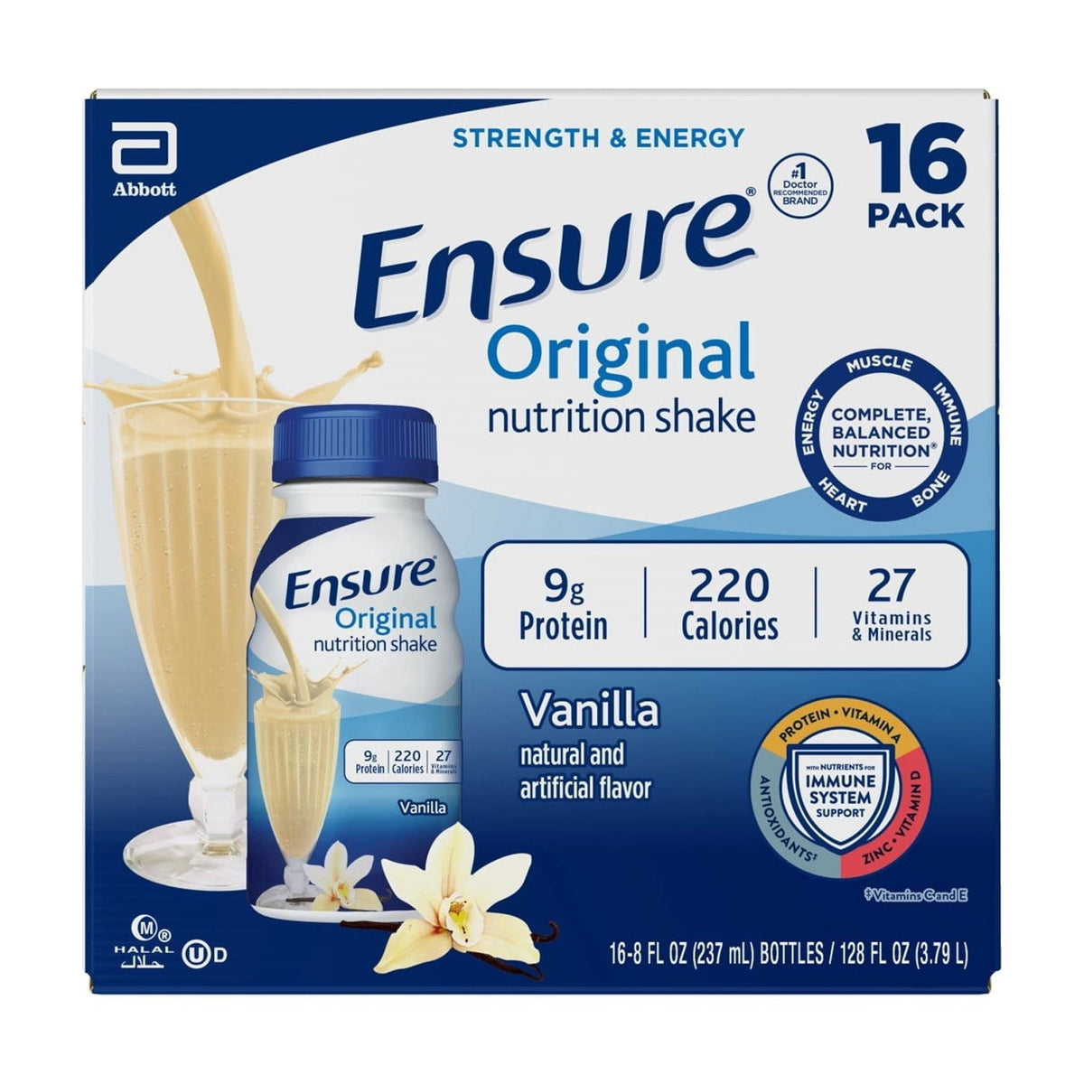 (2 pack) Ensure Original Nutrition Shake, 9g Protein, Vanilla, 8 fl oz - 16 Pack