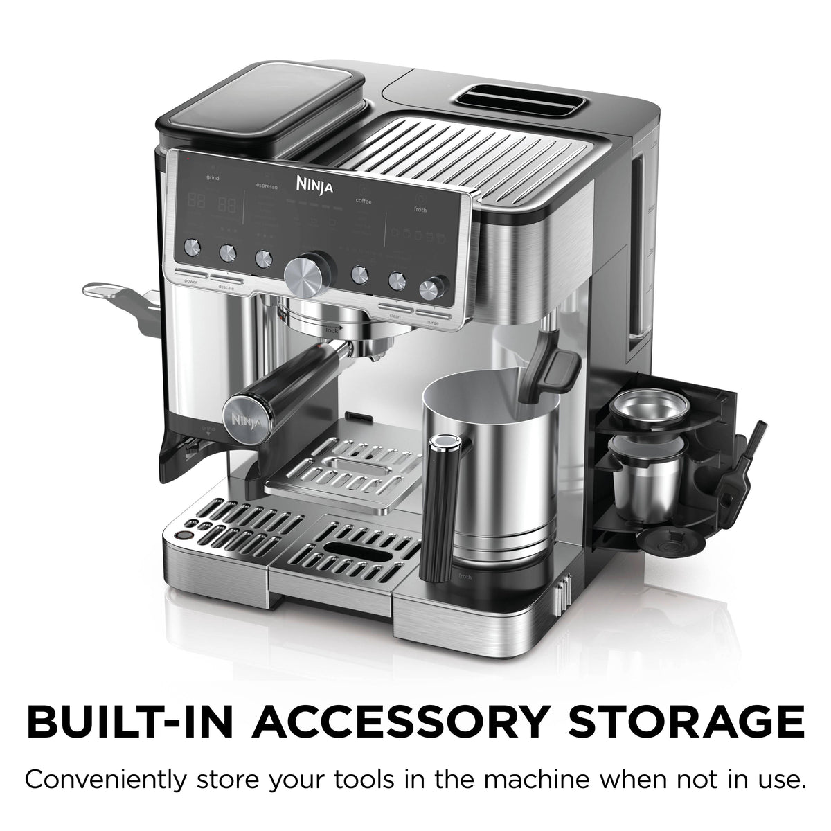 Ninja Luxe Café Pro Espresso Machine & Drip Coffee Maker, Cold Brew, Hot Water, Integrated Tamper, Built-in Grinder, Hands-Free Frother for Cappuccinos, Lattes, Americanos, Dairy or Non-Dairy, ES701